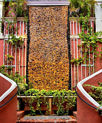 Amber fountain-waterfall with ionization effect